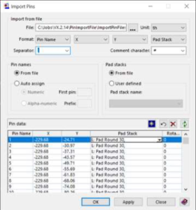 Enhanced import pins capability 
